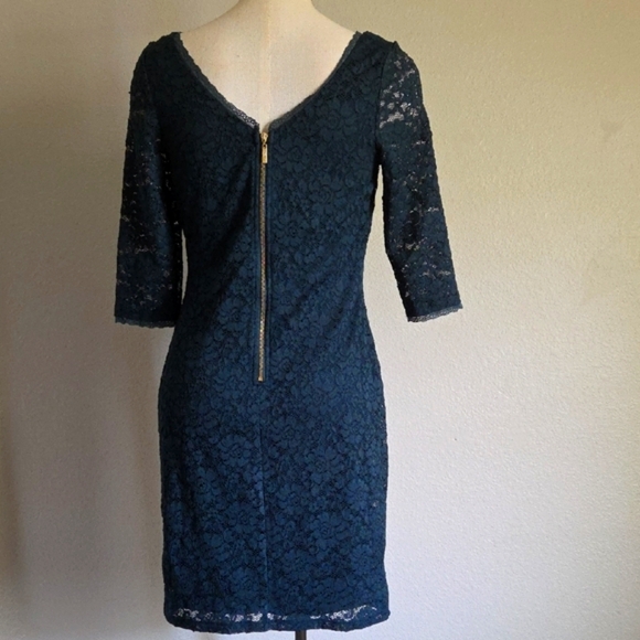 Eliza J Dark Green Lace Long Sleeve Dress - Picture 3 of 5